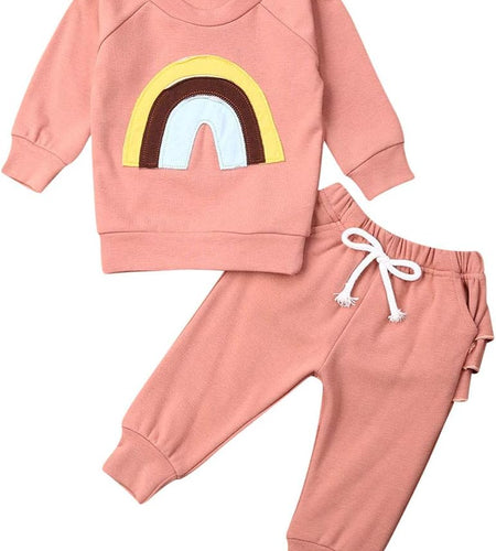 Newborn Baby Girls Clothes Cotton Suit Cute Baby Kid Infant Toddler Play Wear Fall Winter Rainbow Outfits