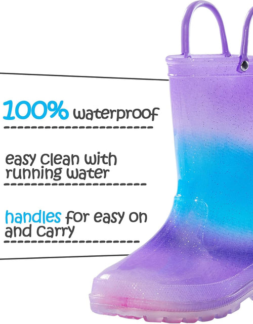 Load image into Gallery viewer, Kids Rain Boots, Waterproof Light up Boots with Easy-On Handles
