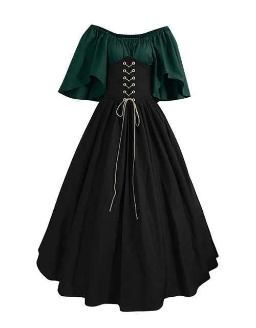 Load image into Gallery viewer, Womens Renaissance Faire Dresses Medieval Irish Traditional plus Size Dresses Ruffle over Dress Corset Retro Cosplay Gown
