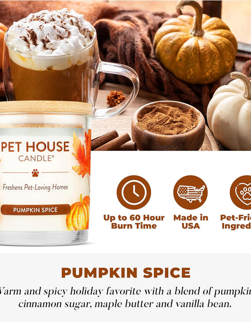 Load image into Gallery viewer, - 100% Natural Soy Wax Candle - Pet Odor Eliminator, up to 60 Hours Burn Time, Non-Toxic, Eco-Friendly Reusable Glass Jar Scented Candles – Pumpkin Spice - Pack of 2

