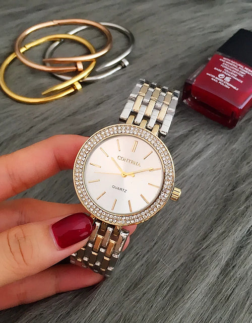 Load image into Gallery viewer, CONTENA Fashion Luxury Silver Watch Women Watches Rhinestone Women'S Watches Ladies Watch Stainless Steel Clock Reloj Mujer
