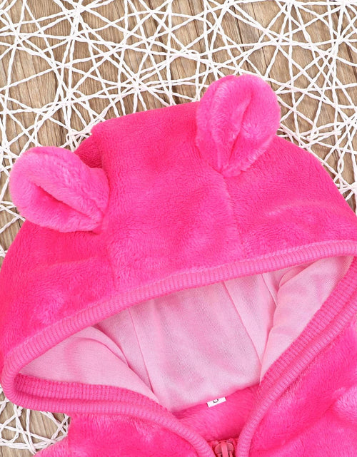 Load image into Gallery viewer, Infant Baby Boys Girls Fleece Ears Hat with Lined Hooded Zipper up Jacket Coat Tops Outwear Overcoat Warm Fall Winte
