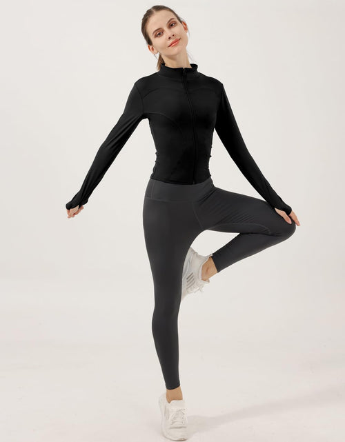 Load image into Gallery viewer, Women'S Lightweight Stretchy Workout Full Zip Running Track Jacket with Thumb Holes
