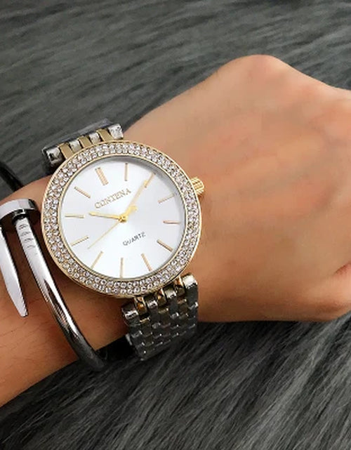 Load image into Gallery viewer, CONTENA Fashion Luxury Silver Watch Women Watches Rhinestone Women'S Watches Ladies Watch Stainless Steel Clock Reloj Mujer
