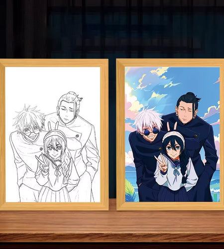Jujutsu Kaisen Led Photo Frame Light Anime Figure Deco Frame Art Painting Design Night Lamp Cartoon Anime Gojo Satoru Light
