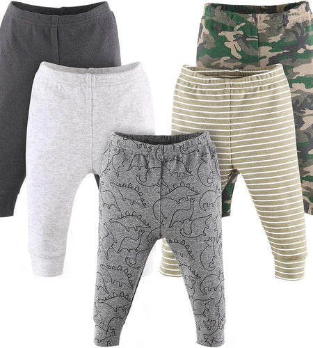 Baby Pants for Boys, 5 Pack Set, Camo Dinosaur, Newborn to 24 Month Sizes
