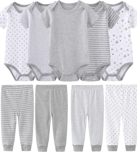 Newborn Baby Clothes Set Onesies Short Sleeve Baby Boy Pants Baby Girl Bodysuits Baby Layette Sets