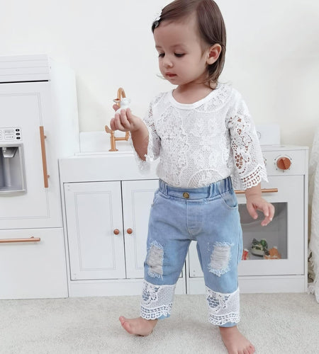 Baby Girl Clothes Outfits Toddler Infant Baby Romper Top+Jeans Clothing Set