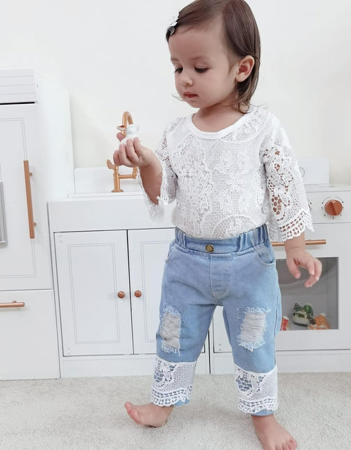 Load image into Gallery viewer, Baby Girl Clothes Outfits Toddler Infant Baby Romper Top+Jeans Clothing Set
