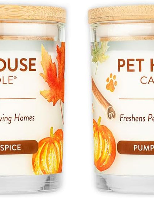 Load image into Gallery viewer, - 100% Natural Soy Wax Candle - Pet Odor Eliminator, up to 60 Hours Burn Time, Non-Toxic, Eco-Friendly Reusable Glass Jar Scented Candles – Pumpkin Spice - Pack of 2
