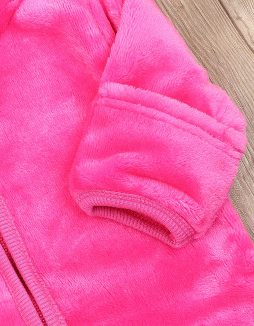 Load image into Gallery viewer, Infant Baby Boys Girls Fleece Ears Hat with Lined Hooded Zipper up Jacket Coat Tops Outwear Overcoat Warm Fall Winte
