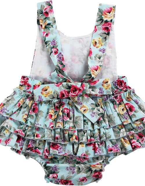 Load image into Gallery viewer, Baby Girl'S Floral Print Ruffles Romper Summer Clothes with Headband
