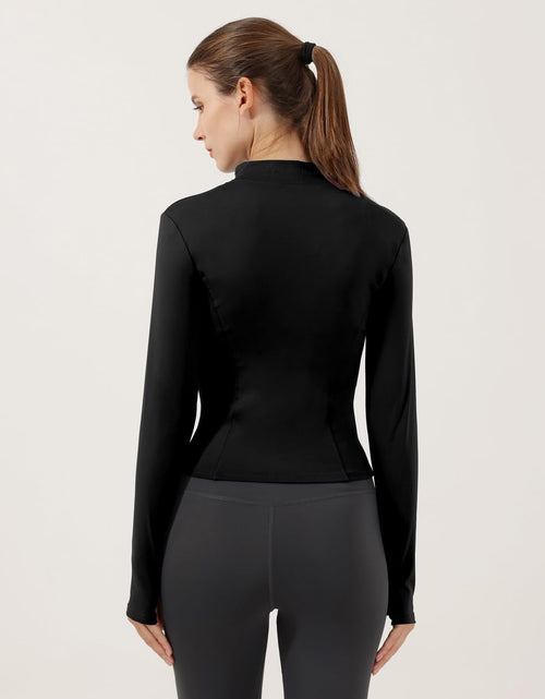 Load image into Gallery viewer, Women'S Lightweight Stretchy Workout Full Zip Running Track Jacket with Thumb Holes
