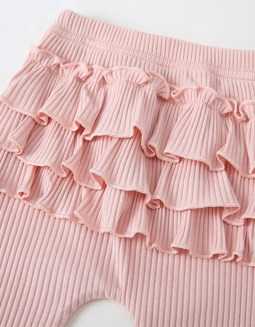 Load image into Gallery viewer, Baby Girl'S 3Pc Rib Frill Long Sleeve Romper and Pant Set
