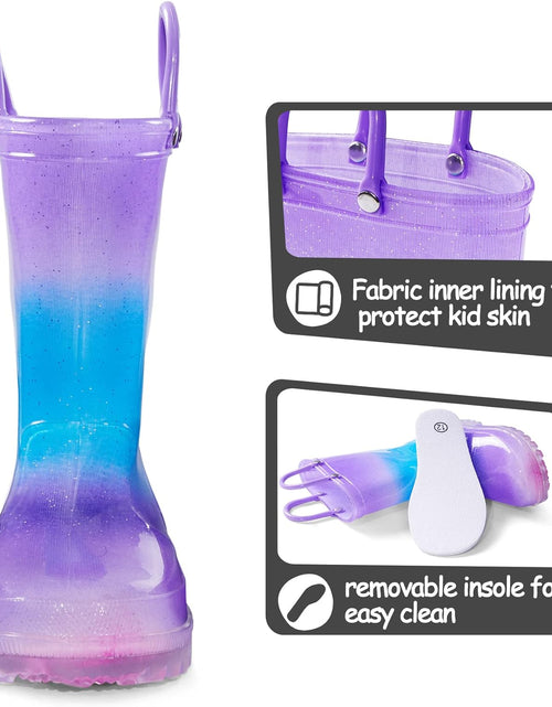 Load image into Gallery viewer, Kids Rain Boots, Waterproof Light up Boots with Easy-On Handles
