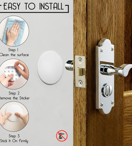 Door Stoppers - Large 3.15" (4 PCS) - Door Stoppers for Wall with Strong Back Adhesive - Quiet and Shock Absorbent Silicone Wall Protectors from Door Knobs - Protects Every Wall Surface