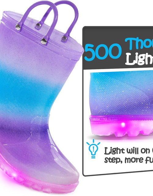 Load image into Gallery viewer, Kids Rain Boots, Waterproof Light up Boots with Easy-On Handles
