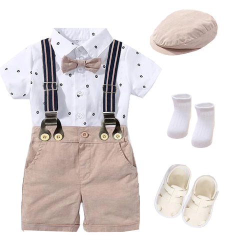 Hot Baby Boy Clothing Suit Newborn Handsome Romper Bow Set Birthday Festival Gift Jumpsuit Hat Toddler Boys Wedding Outfit Dress