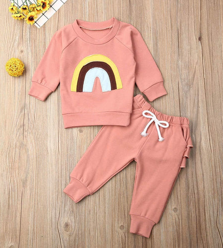 Newborn Baby Girls Clothes Cotton Suit Cute Baby Kid Infant Toddler Play Wear Fall Winter Rainbow Outfits